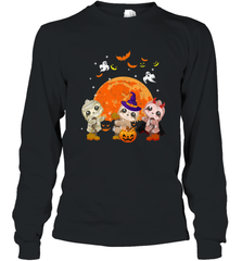 Three Sloths Halloween T shirt Mummy Pumpkin Moon Long Sleeve T-Shirt Long Sleeve T-Shirt - HHHstores