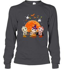 Three Sloths Halloween T shirt Mummy Pumpkin Moon Long Sleeve T-Shirt Long Sleeve T-Shirt - HHHstores