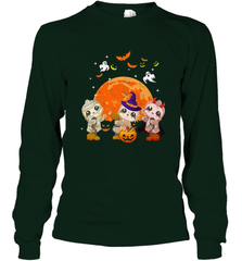 Three Sloths Halloween T shirt Mummy Pumpkin Moon Long Sleeve T-Shirt Long Sleeve T-Shirt - HHHstores