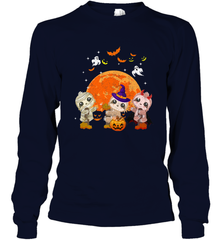Three Sloths Halloween T shirt Mummy Pumpkin Moon Long Sleeve T-Shirt Long Sleeve T-Shirt - HHHstores