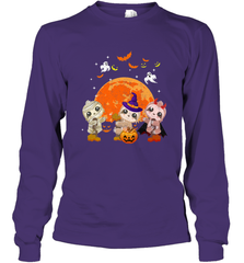 Three Sloths Halloween T shirt Mummy Pumpkin Moon Long Sleeve T-Shirt Long Sleeve T-Shirt - HHHstores