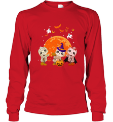 Three Sloths Halloween T shirt Mummy Pumpkin Moon Long Sleeve T-Shirt Long Sleeve T-Shirt - HHHstores