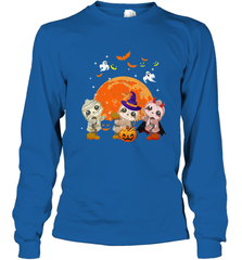 Three Sloths Halloween T shirt Mummy Pumpkin Moon Long Sleeve T-Shirt Long Sleeve T-Shirt - HHHstores