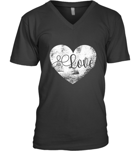 Love Valentines Day Heart Vintage Gift For Men Women Men's V-Neck Men's V-Neck / Black / S Men's V-Neck - HHHstores