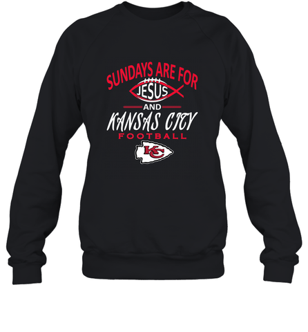 Sundays Are For Jesus and Kansas City Funny Football Crewneck Sweatshirt Crewneck Sweatshirt / Black / S Crewneck Sweatshirt - HHHstores