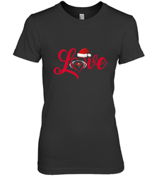 NFL Tampa Bay Buccaneers Logo Christmas Santa Hat Love Heart Football Team Women's Premium T-Shirt