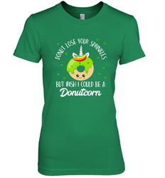 Donutcorn Funny Cute Donut Unicorn Irish St Patrick's Day Women's Premium T-Shirt