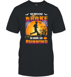 My Broom Broke So Now I Go Running T Shirt Funny Halloween Men's T-Shirt