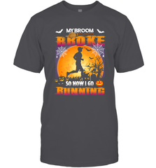 My Broom Broke So Now I Go Running T Shirt Funny Halloween Men's T-Shirt Men's T-Shirt - HHHstores