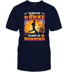 My Broom Broke So Now I Go Running T Shirt Funny Halloween Men's T-Shirt