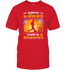 My Broom Broke So Now I Go Running T Shirt Funny Halloween Men's T-Shirt Men's T-Shirt - HHHstores