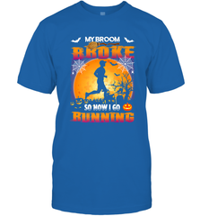 My Broom Broke So Now I Go Running T Shirt Funny Halloween Men's T-Shirt Men's T-Shirt - HHHstores
