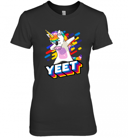 Colorful Dabbing Dancing Unicorn Celebration Yeet Women's Premium T-Shirt Women's Premium T-Shirt / Black / XS Women's Premium T-Shirt - HHHstores