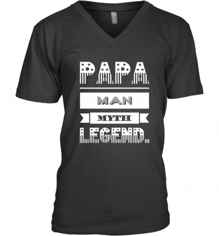Papa Man Myth Legend Father's Day Dad Veteran Gift Men's V-Neck Men's V-Neck / Black / S Men's V-Neck - HHHstores