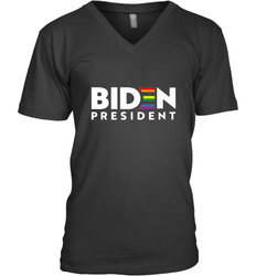 Joseph Biden For President T Shirt_ LGBT Gay Pride Rainbow Men's V-Neck