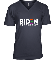 Joseph Biden For President T Shirt_ LGBT Gay Pride Rainbow Men's V-Neck