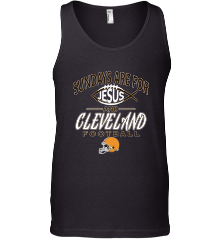 Sundays Are For Jesus and Cleveland Funny Christian Football Men's Tank Top Men's Tank Top / Black / XS Men's Tank Top - HHHstores
