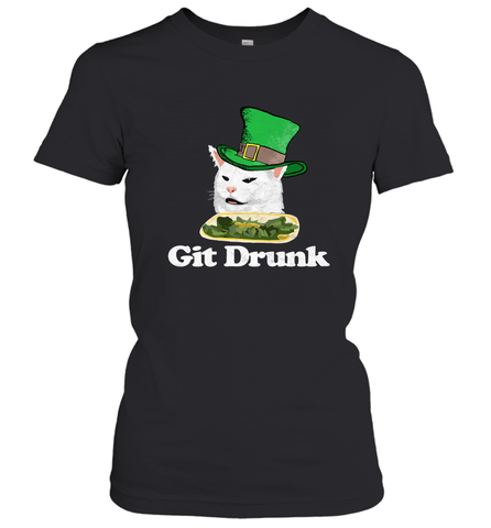 Git Drunk Funny Arguing Cat Meme St Patricks Day Women's T-Shirt Women's T-Shirt / Black / S Women's T-Shirt - HHHstores