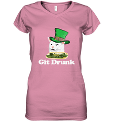 Git Drunk Funny Arguing Cat Meme St Patricks Day Women's V-Neck T-Shirt Women's V-Neck T-Shirt - HHHstores