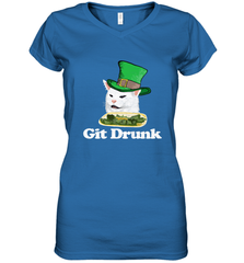 Git Drunk Funny Arguing Cat Meme St Patricks Day Women's V-Neck T-Shirt Women's V-Neck T-Shirt - HHHstores