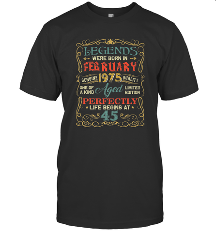 Legends Were Born In FEBRUARY 1975 45th Birthday Gifts Men's T-Shirt Men's T-Shirt / Black / S Men's T-Shirt - HHHstores