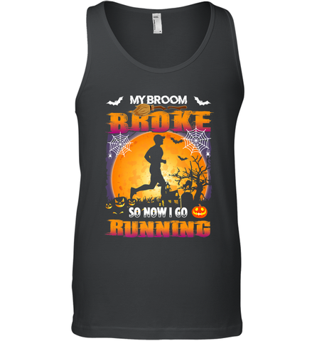 My Broom Broke So Now I Go Running T Shirt Funny Halloween Men's Tank Top Men's Tank Top / Black / XS Men's Tank Top - HHHstores