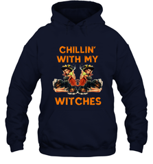 Cool Chillin With My Witches Halloween Costume Hooded Sweatshirt Hooded Sweatshirt - HHHstores