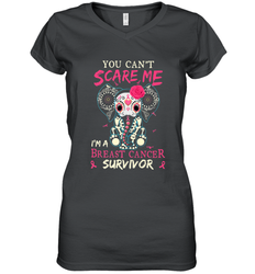 You can't Scare Me I'm Breast Cancer Survivor Elephant Funny Women's V-Neck T-Shirt