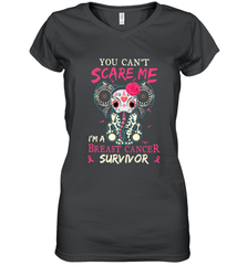 You can't Scare Me I'm Breast Cancer Survivor Elephant Funny Women's V-Neck T-Shirt Women's V-Neck T-Shirt - HHHstores