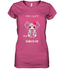 You can't Scare Me I'm Breast Cancer Survivor Elephant Funny Women's V-Neck T-Shirt Women's V-Neck T-Shirt - HHHstores