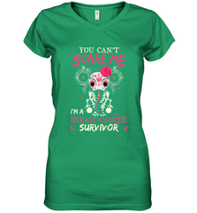 You can't Scare Me I'm Breast Cancer Survivor Elephant Funny Women's V-Neck T-Shirt Women's V-Neck T-Shirt - HHHstores