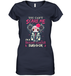 You can't Scare Me I'm Breast Cancer Survivor Elephant Funny Women's V-Neck T-Shirt