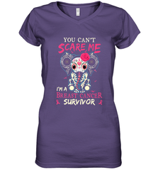 You can't Scare Me I'm Breast Cancer Survivor Elephant Funny Women's V-Neck T-Shirt Women's V-Neck T-Shirt - HHHstores