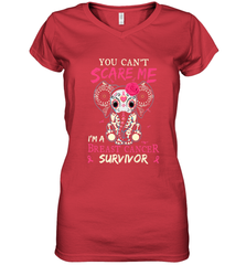 You can't Scare Me I'm Breast Cancer Survivor Elephant Funny Women's V-Neck T-Shirt Women's V-Neck T-Shirt - HHHstores
