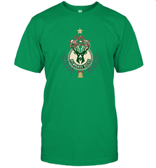 NBA Milwaukee Bucks Logo merry Christmas gilf Men's T-Shirt Men's T-Shirt - HHHstores
