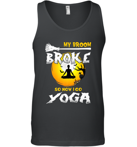 My Broom Broke So Now I Go Yoga Funny Halloween Costume Gift Men's Tank Top Men's Tank Top / Black / XS Men's Tank Top - HHHstores