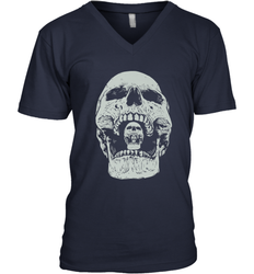 Vintage Halloween Skull Design For Trick or Treating Men's V-Neck