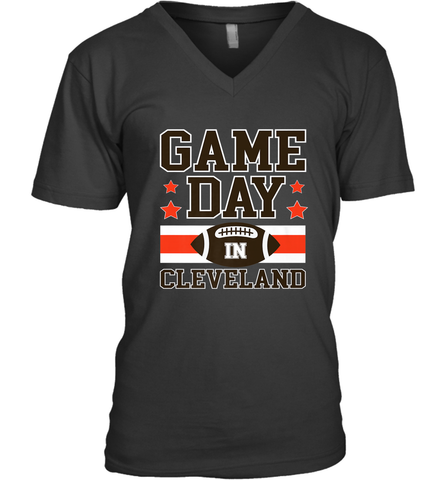 NFL Cleveland Game Day Football Home Team Colors Men's V-Neck Men's V-Neck / Black / S Men's V-Neck - HHHstores