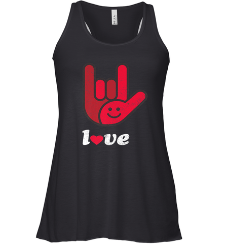 Cute Love Hand Sign Heart Valentines Day Retro Vintage Top Women's Racerback Tank Women's Racerback Tank / Black / XS Women's Racerback Tank - HHHstores