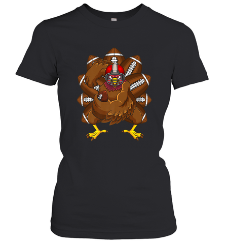 Cool Turkey Football Feathers Funny Thanksgiving Sports Women's T-Shirt Women's T-Shirt / Black / S Women's T-Shirt - HHHstores