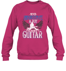 Guitarist Men Boys  Never Underestimate A Boy With A Guitar Crewneck Sweatshirt Crewneck Sweatshirt - HHHstores