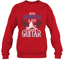 Guitarist Men Boys  Never Underestimate A Boy With A Guitar Crewneck Sweatshirt Crewneck Sweatshirt - HHHstores