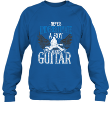Guitarist Men Boys  Never Underestimate A Boy With A Guitar Crewneck Sweatshirt Crewneck Sweatshirt - HHHstores