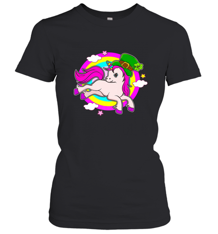 Irish Leprechaun Unicorn Cute St Patricks Day Ireland Women's T-Shirt Women's T-Shirt / Black / S Women's T-Shirt - HHHstores