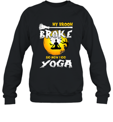 My Broom Broke So Now I Go Yoga Funny Halloween Costume Gift Crewneck Sweatshirt Crewneck Sweatshirt - HHHstores