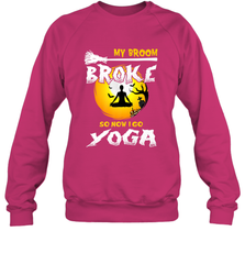 My Broom Broke So Now I Go Yoga Funny Halloween Costume Gift Crewneck Sweatshirt Crewneck Sweatshirt - HHHstores