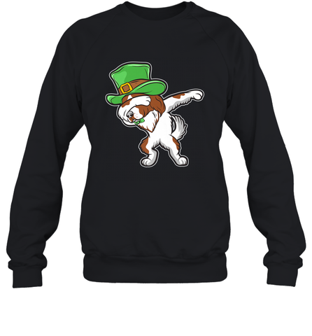 Dabbing Irish Setter Dog Leprechaun St Patricks Day Ireland Crewneck Sweatshirt Crewneck Sweatshirt / Black / S Crewneck Sweatshirt - HHHstores