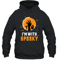 I'm With Spooky  Scary Halloween Costume Gift Hooded Sweatshirt