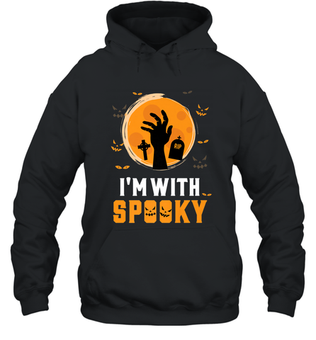 I'm With Spooky  Scary Halloween Costume Gift Hooded Sweatshirt Hooded Sweatshirt / Black / S Hooded Sweatshirt - HHHstores