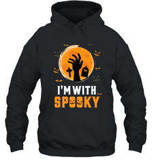 I'm With Spooky  Scary Halloween Costume Gift Hooded Sweatshirt Hooded Sweatshirt - HHHstores